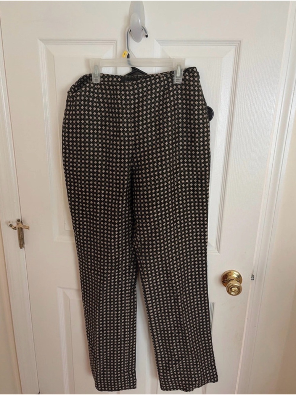 Dana Buchman Black and Cream Geometric Straight-Leg Trousers